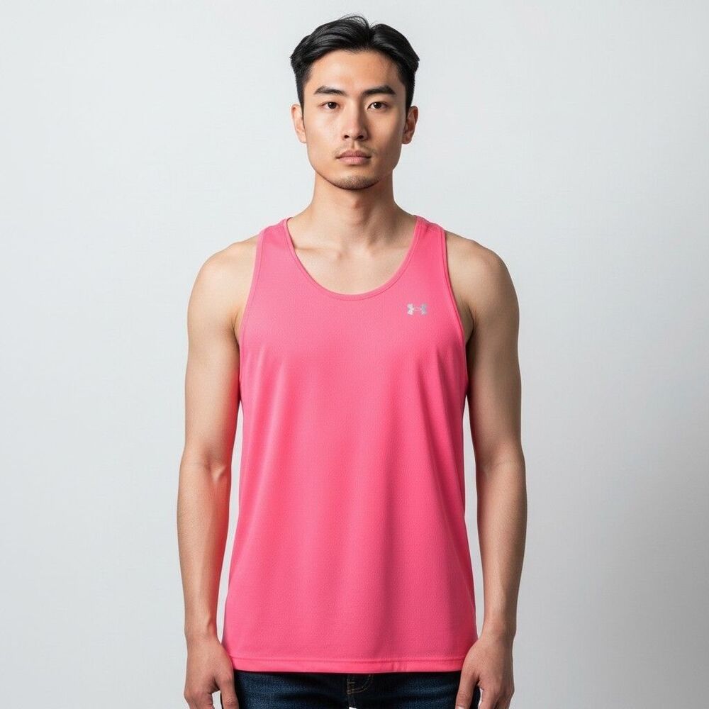 Under Armour Men's 3X / 52-54 Pink HeatGear Mesh Racerback Tank Top